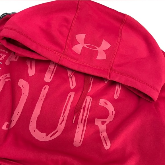 Under Armour Women’s Pink & gray Pullover Hoodie, Semi Fitted, Zip Pocket size L - Picture 12 of 14